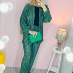 ست شومیز شلوار ساتن پلیسه